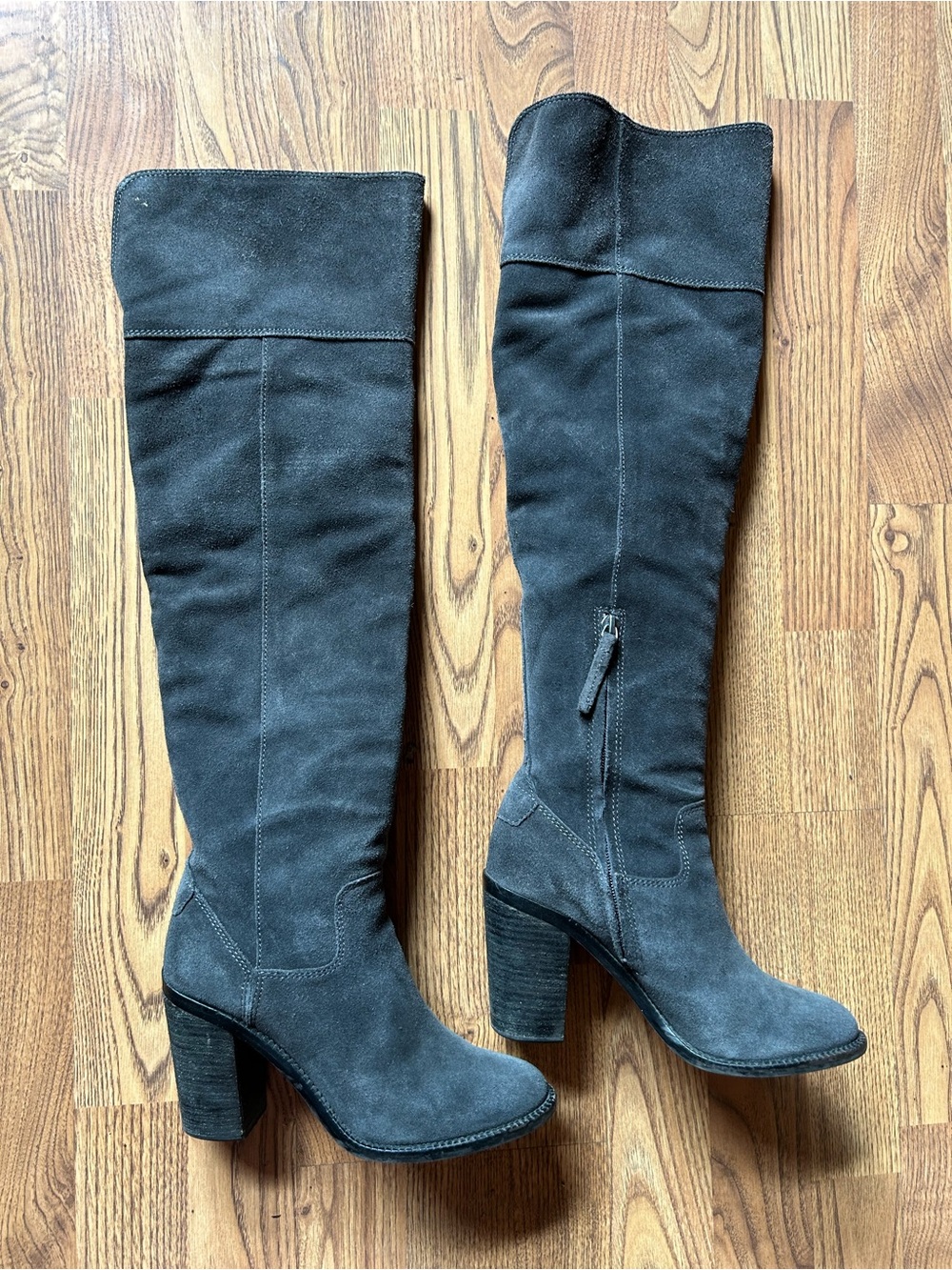Steve Madden Gray Suede Over-the-Knee Block Heel Boots